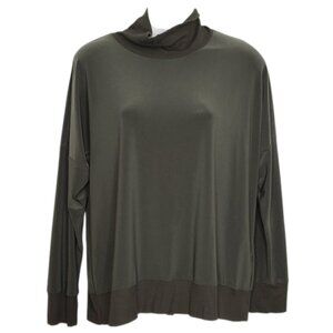 Sympli Women's Olive Green Pullover Jersey Sweater Knit Trim Size 10